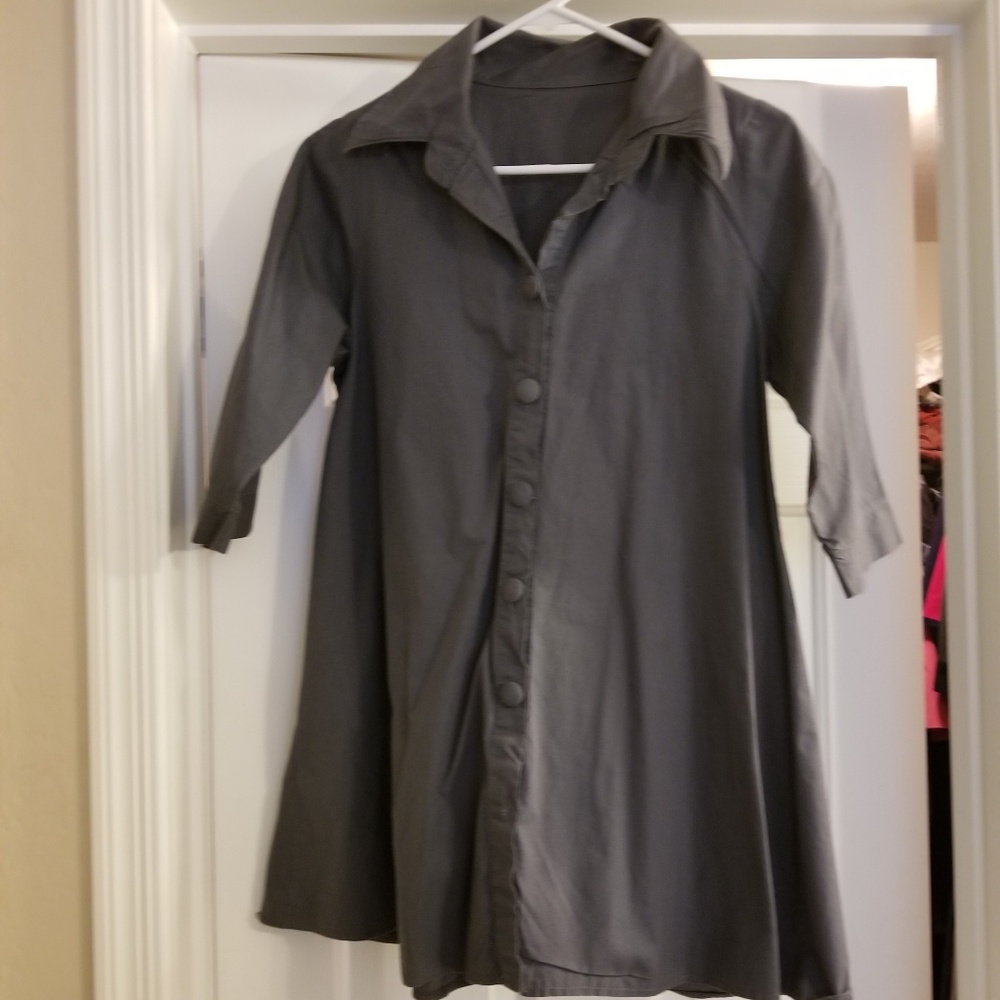 Oversized tunic dress shirt gray medium